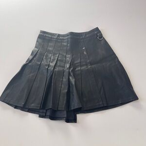 Current Mood pleated faux leather a line mini skirt